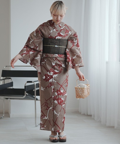 ✅新品【ココアと赤茶のあざみ砂嵐】 utatane ウタタネ 浴衣単品 utatane 浴衣 浴衣 単品 ココアと赤茶のあざみ砂嵐 レディース