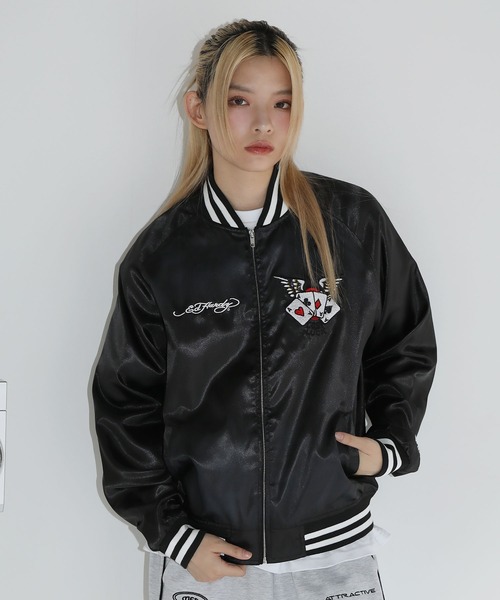 「Ed Hardy」 スカジャン M ブラック メンズ_画像3