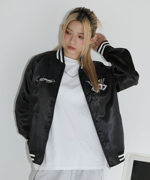 「Ed Hardy」 スカジャン M ブラック メンズ_画像6