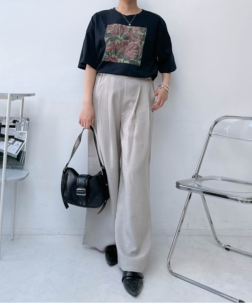 AS KNOW AS（アズノゥアズ） tシャツ アートフラワー半袖Tシャツ