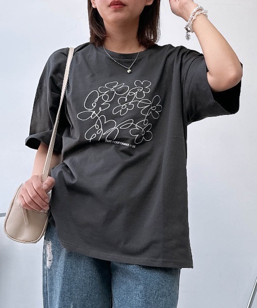 AS KNOW AS（アズノゥアズ） tシャツ 半袖 アートフラワー半袖Tシャツ