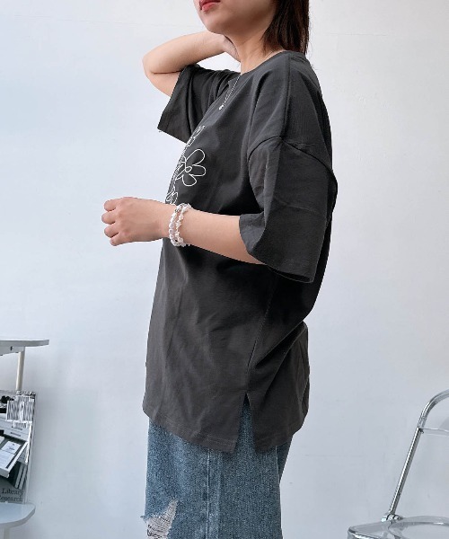 AS KNOW AS（アズノゥアズ） tシャツ アートフラワー半袖Tシャツ