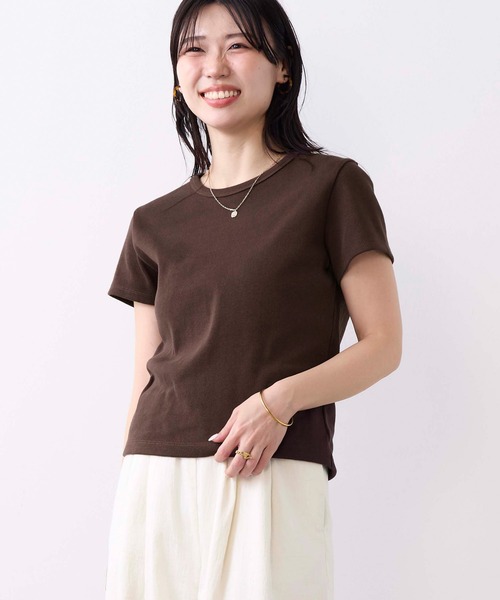 tシャツ リブコンパクトTシャツ レディースの画像