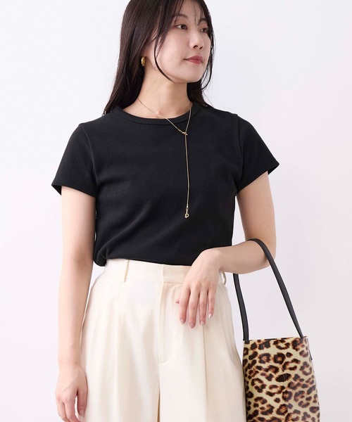 tシャツ リブコンパクトTシャツ レディースの画像