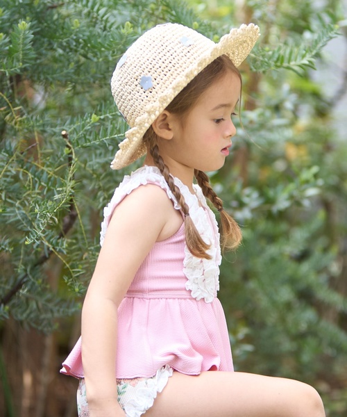 petit main uvカット 水着 「SWIM」肩フリルタンキニ キッズ 子供 