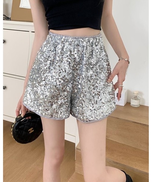 inst.ALL パンツ グリッタースパンコールショートパンツ レディース