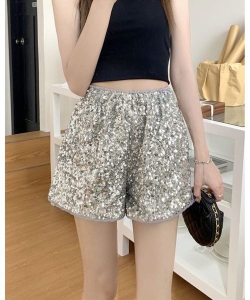 inst.ALL パンツ グリッタースパンコールショートパンツ レディース