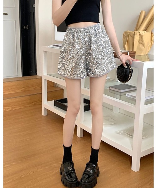 正規品 新品 ズンバ M ショートパンツ　スパンコール inst.ALL パンツ グリッタースパンコールショートパンツ レディース