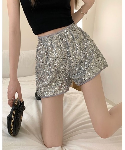 正規品 新品 ズンバ M ショートパンツ　スパンコール inst.ALL パンツ グリッタースパンコールショートパンツ レディース
