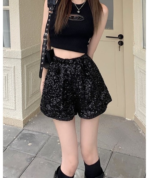 inst.ALL パンツ グリッタースパンコールショートパンツ レディース