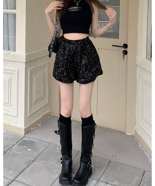 inst.ALL パンツ グリッタースパンコールショートパンツ レディース