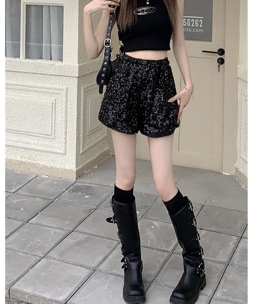 inst.ALL パンツ グリッタースパンコールショートパンツ レディース