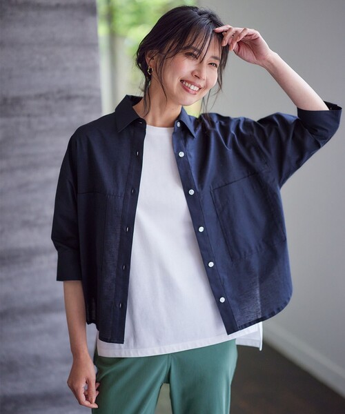 「ANY」 7分袖シャツ F ブラック レディース_画像2