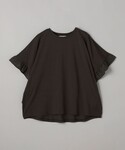 tシャツ 半袖 布帛ドッキング 袖フリルカット...の詳細画像3