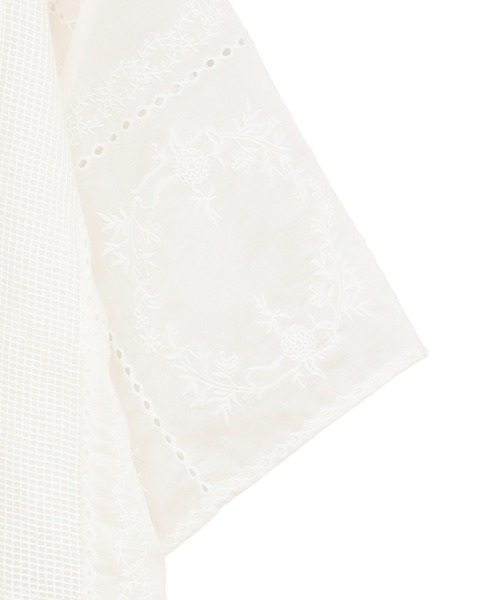 CLANE（クラネ） ブラウス シャツ 半袖 EMBROIDERY LACE BOX SHIRTS