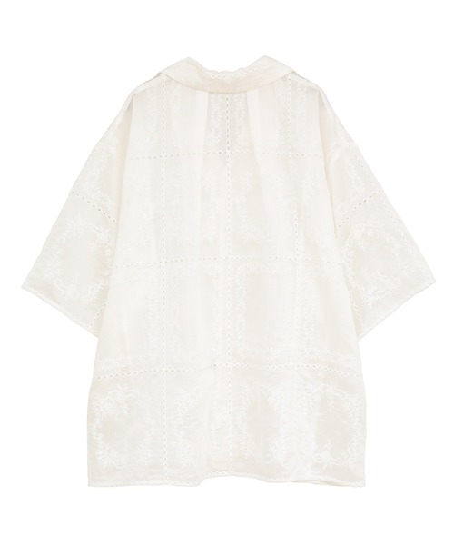 CLANE（クラネ） ブラウス シャツ 半袖 EMBROIDERY LACE BOX SHIRTS