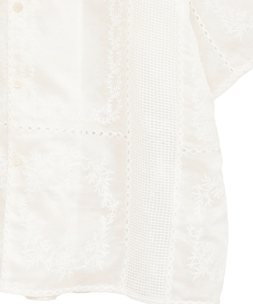 CLANE（クラネ） ブラウス シャツ 半袖 EMBROIDERY LACE BOX SHIRTS