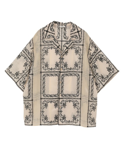 CLANEブラウス CLANE（クラネ） ブラウス シャツ 半袖 EMBROIDERY LACE BOX SHIRTS