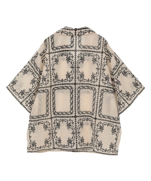 CLANE（クラネ） ブラウス シャツ 半袖 EMBROIDERY LACE BOX SHIRTS
