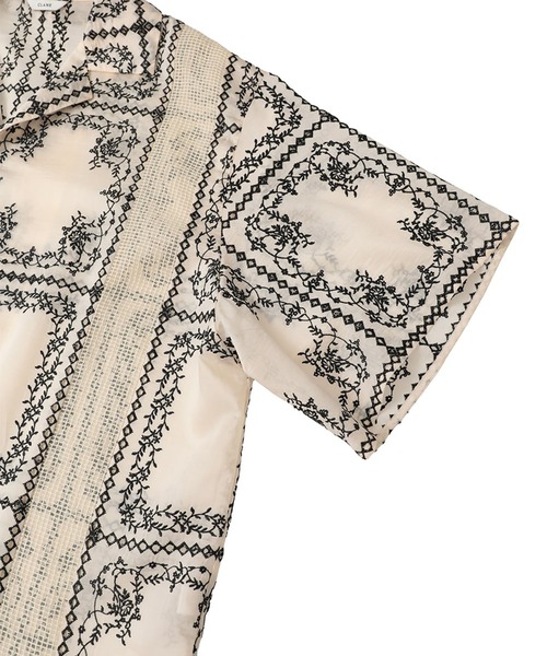CLANE（クラネ） ブラウス シャツ 半袖 EMBROIDERY LACE BOX SHIRTS