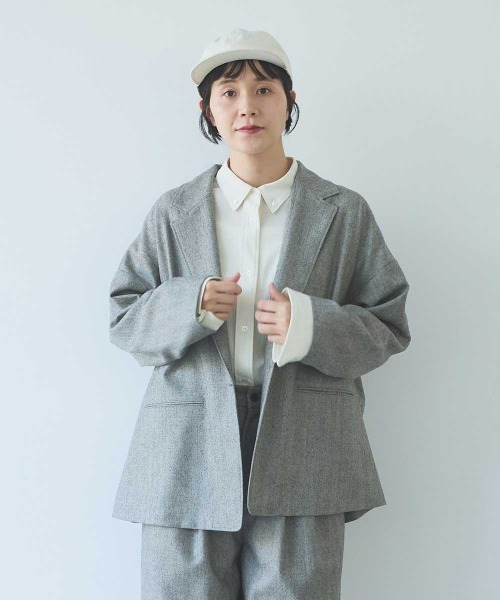 ☆YUYU☆ テーラードジャケット yuni ジャケット テーラードジャケット 先染washable wool oversized