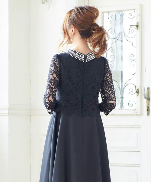 darial ドレス ネックビジューレイヤードワンピースドレス : ZOZOTOWN