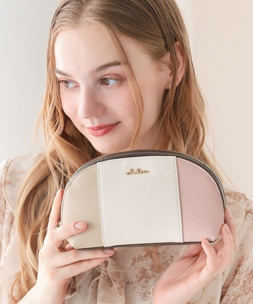 Clelia（クレリア） ポーチ トリコロールカラーミラーカード付きハーフ