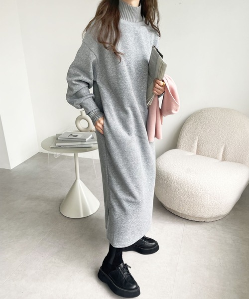 GeeRA（ジーラ） ワンピース 裏起毛重ね着風デザインワンピース