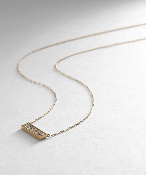 ネックレス K18ダイヤモンド ランダムパヴェ ホリゾンタルネックレス レディースの画像