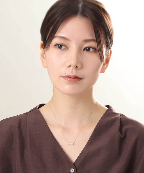 ネックレス K18ダイヤモンド ランダムパヴェ ホリゾンタルネックレス レディースの画像