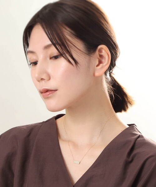 ネックレス K18ダイヤモンド ランダムパヴェ ホリゾンタルネックレス レディースの画像