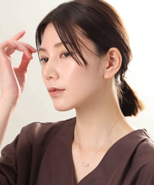ネックレス K18ダイヤモンド ランダムパヴェ ホリゾンタルネックレス レディースの画像