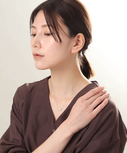 ネックレス K18ダイヤモンド ランダムパヴェ ホリゾンタルネックレス レディースの画像