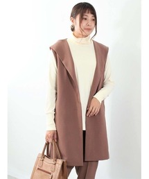 leswel ベスト ジレ 「M〜5L 大きいサイズ」フーテッド ロング