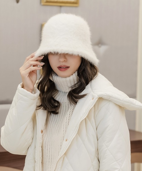 ✨美品　アンテプリマ　アンゴラハット　ブローチ付き　タグ有り　ホワイト ✨美品 アンテプリマ アンゴラハット ブローチ付き タグ有り