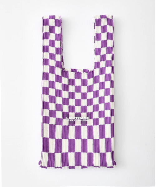 トートバッグ [LASTFRAME]Ichimatsu small checked knit tote bag LASTFRAME ショルダーバッグ 「LASTFRAME/ラストフレーム