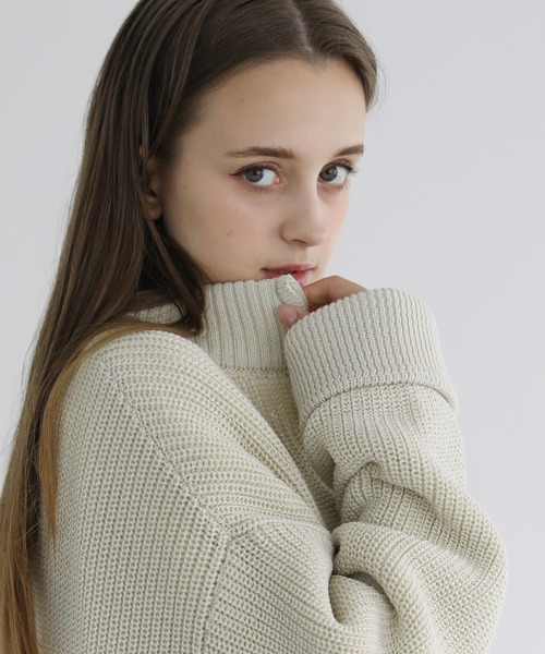 LILL セーター ニット ロールスリーブビッグシルエットハーフ