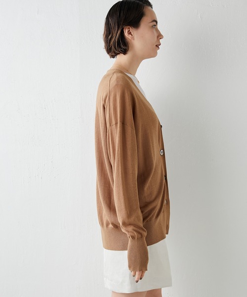 Whim Gazette カーディガン リネンシルクVネックカーディガン