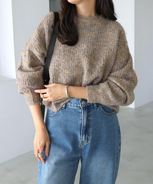 andme ニット セーター 「新色追加」ショート丈ミックスカラー