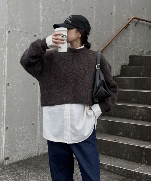 andme（アンドミー） ニット セーター 「新色追加」ショート丈ミックス