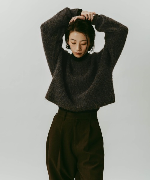 myob ニット　ショート丈 ショート丈ニット 韓国ファッション ブラック[品番：SHNW0008062