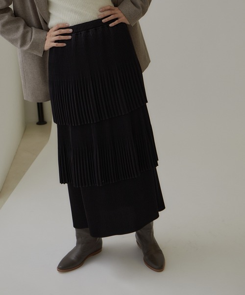 SALON adam et rope' スカート プリーツティアードスカート