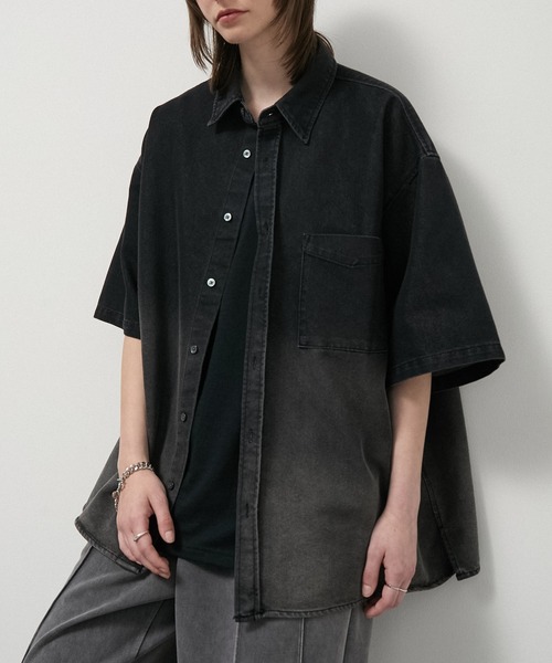 シャツ 半袖 「Alfred Alex」オーバーサイズヴィンテージメイクデニム