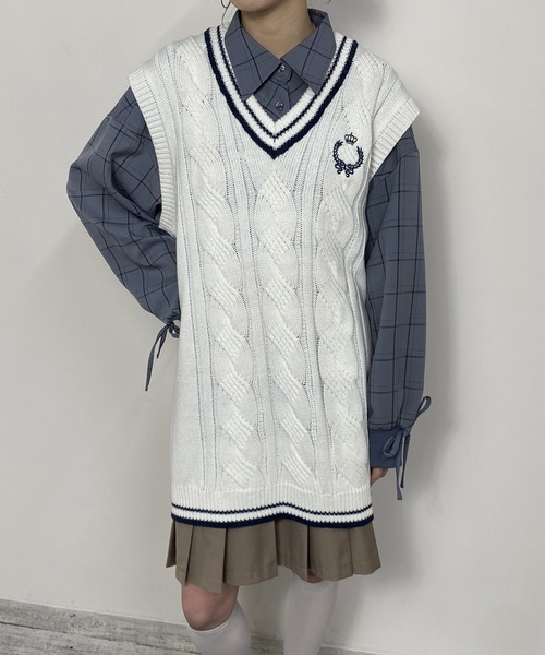ベスト ジレ ケーブルニットジレ レディース miniministore ベスト ジレ ケーブルニットベスト レディース