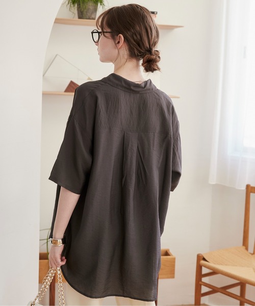 ADORE ベージュ 半袖シャツ　38 ANGIE ブラウス シャツ 半袖 シアー レディース : ZOZOTOWN