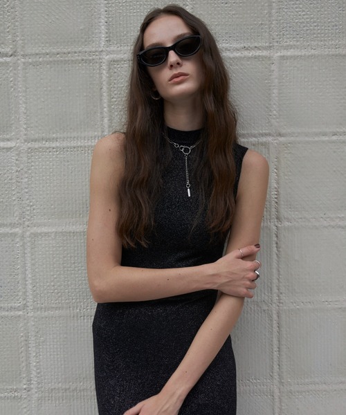 JOSE MOON ワンピース KLEIN LAME SHEER KNIT LONG DRESS