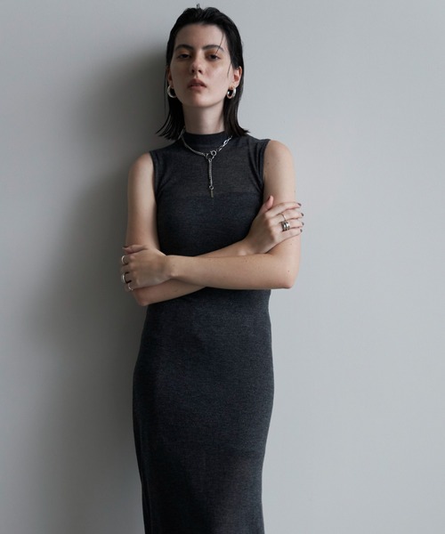 JOSE MOON ワンピース KLEIN LAME SHEER KNIT LONG DRESS
