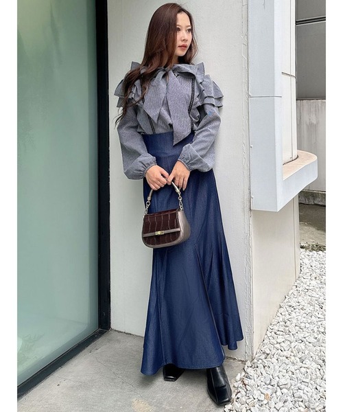【美品】MERCURYDUO バックレースアップストレッチマーメイドスカートXS MERCURYDUO スカート バックレースアップストレッチマーメイド