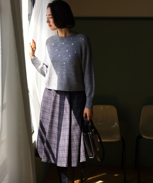 組曲（KUMIKYOKU） スカート ウールライクストレッチ フレアスカート