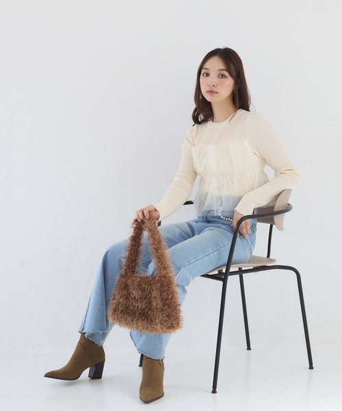ニット セーター チュールドッキングニットジレ / 1215270811 レディース THE SHOP TK ニット セーター チュールドッキングニット
